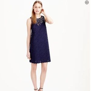 J. Crew Navy Laser-cut Floral Shift Dress